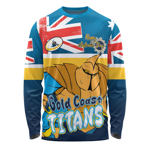 Gold Coast Titans Long Sleeve T-shirt - Happy Australia Day We Are One And Free