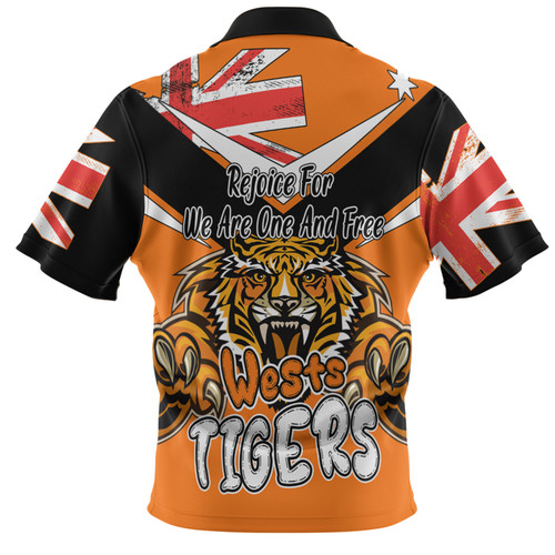Wests Tigers Hawaiian Shirt - Happy Australia Day We Are One And Free V2 Wests Tigers Hawaiian Shirt - Happy Australia Day We Are One And Free V2