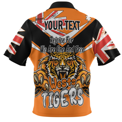 Wests Tigers Hawaiian Shirt - Happy Australia Day We Are One And Free V2 Wests Tigers Hawaiian Shirt - Happy Australia Day We Are One And Free V2