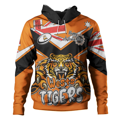 Wests Tigers Hoodie - Happy Australia Day We Are One And Free V2