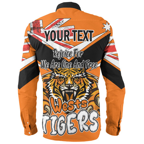 Wests Tigers Long Sleeve Shirt - Happy Australia Day We Are One And Free V2