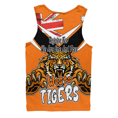 Wests Tigers Men Singlet - Happy Australia Day We Are One And Free V2 Wests Tigers Men Singlet - Happy Australia Day We Are One And Free V2