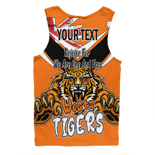 Wests Tigers Men Singlet - Happy Australia Day We Are One And Free V2 Wests Tigers Men Singlet - Happy Australia Day We Are One And Free V2