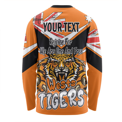 Wests Tigers Long Sleeve T-shirt - Happy Australia Day We Are One And Free V2