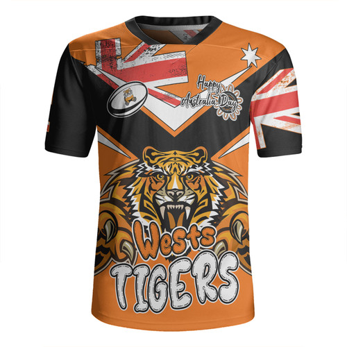 Wests Tigers Rugby Jersey - Happy Australia Day We Are One And Free V2