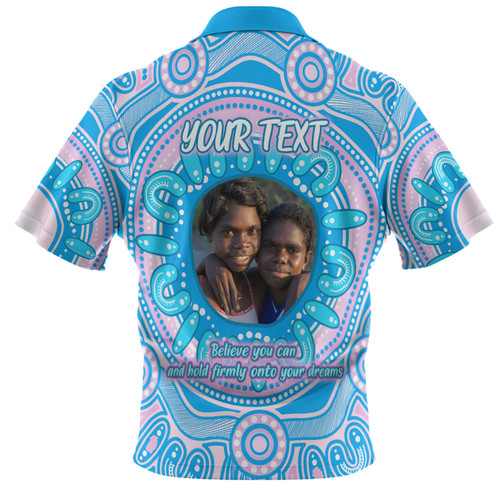 Australia Aboriginal Custom Polo Shirt - Believe You Can And Hold Firmly Onto Your Dreams Personalised Photo (Blue) Polo Shirt Australia Aboriginal Custom Polo Shirt - Believe You Can And Hold Firmly Onto Your Dreams Personalised Photo (Blue) Polo Shirt