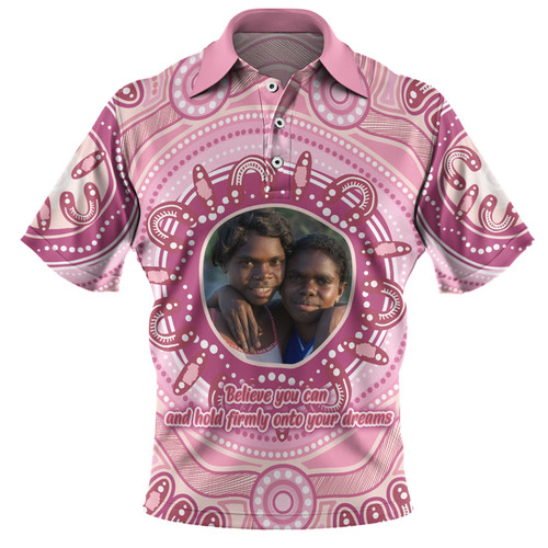 Australia Aboriginal Custom Polo Shirt - Believe You Can And Hold Firmly Onto Your Dreams Personalised Photo (Pink) Polo Shirt