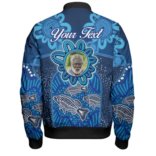 Australia Aboriginal Custom Bomber Jacket - Blue Aboriginal Dot With Fish Personalised Photo Bomber Jacket Australia Aboriginal Custom Bomber Jacket - Blue Aboriginal Dot With Fish Personalised Photo Bomber Jacket