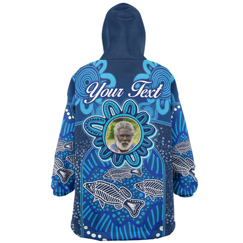 Australia Aboriginal Custom Snug Hoodie - Blue Aboriginal Dot With Fish Personalised Photo Snug Hoodie Australia Aboriginal Custom Snug Hoodie - Blue Aboriginal Dot With Fish Personalised Photo Snug Hoodie