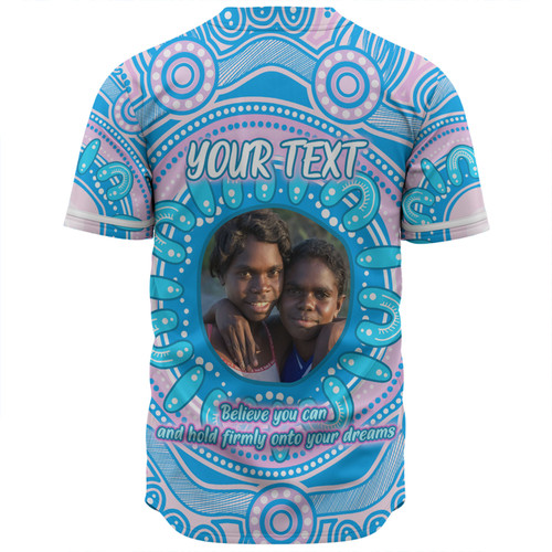 Australia Aboriginal Custom Baseball Shirt - Believe You Can And Hold Firmly Onto Your Dreams Personalised Photo (Blue) Baseball Shirt