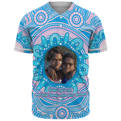 Australia Aboriginal Custom Baseball Shirt - Believe You Can And Hold Firmly Onto Your Dreams Personalised Photo (Blue) Baseball Shirt