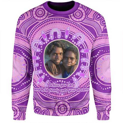 Australia Aboriginal Custom Sweatshirt - Believe You Can And Hold Firmly Onto Your Dreams Personalised Photo (Purple) Sweatshirt