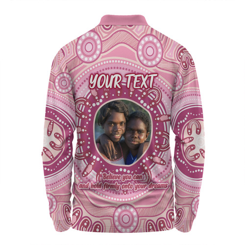 Australia Aboriginal Custom Long Sleeve Polo Shirt - Believe You Can And Hold Firmly Onto Your Dreams Personalised Photo (Pink) Long Sleeve Polo Shirt Australia Aboriginal Custom Long Sleeve Polo Shirt - Believe You Can And Hold Firmly Onto Your Dreams Personalised Photo (Pink) Long Sleeve Polo Shirt