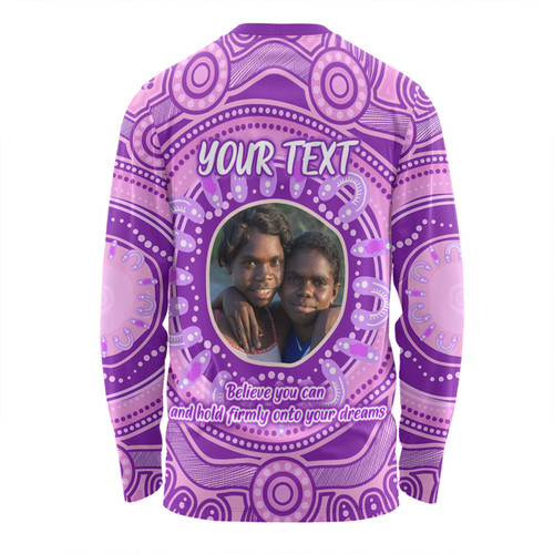 Australia Aboriginal Custom Long Sleeve T-shirt - Believe You Can And Hold Firmly Onto Your Dreams Personalised Photo (Purple) Long Sleeve T-shirt Australia Aboriginal Custom Long Sleeve T-shirt - Believe You Can And Hold Firmly Onto Your Dreams Personalised Photo (Purple) Long Sleeve T-shirt