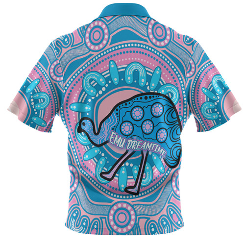 Australia Emu Aboriginal Custom Polo Shirt - Blue Indigenous Dreamtime Emu Polo Shirt Australia Emu Aboriginal Custom Polo Shirt - Blue Indigenous Dreamtime Emu Polo Shirt