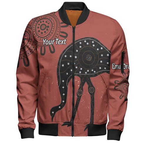 Australia Emu Aboriginal Custom Bomber Jacket - Emu Dreamtime Bomber Jacket Australia Emu Aboriginal Custom Bomber Jacket - Emu Dreamtime Bomber Jacket