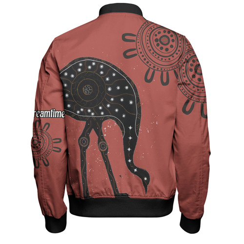 Australia Emu Aboriginal Custom Bomber Jacket - Emu Dreamtime Bomber Jacket Australia Emu Aboriginal Custom Bomber Jacket - Emu Dreamtime Bomber Jacket