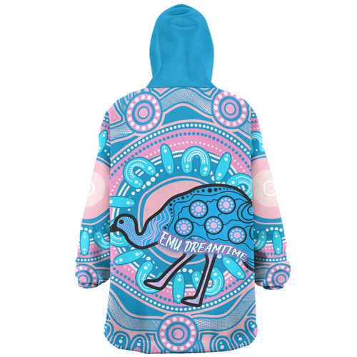 Australia Emu Aboriginal Custom Snug Hoodie - Blue Indigenous Dreamtime Emu Snug Hoodie