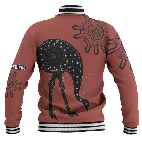 Australia Emu Aboriginal Custom Baseball Jacket - Emu Dreamtime Baseball Jacket Australia Emu Aboriginal Custom Baseball Jacket - Emu Dreamtime Baseball Jacket