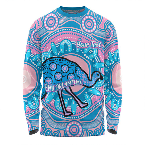 Australia Emu Aboriginal Custom Long Sleeve T-shirt - Blue Indigenous Dreamtime Emu Long Sleeve T-shirt Australia Emu Aboriginal Custom Long Sleeve T-shirt - Blue Indigenous Dreamtime Emu Long Sleeve T-shirt