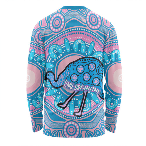 Australia Emu Aboriginal Custom Long Sleeve T-shirt - Blue Indigenous Dreamtime Emu Long Sleeve T-shirt Australia Emu Aboriginal Custom Long Sleeve T-shirt - Blue Indigenous Dreamtime Emu Long Sleeve T-shirt