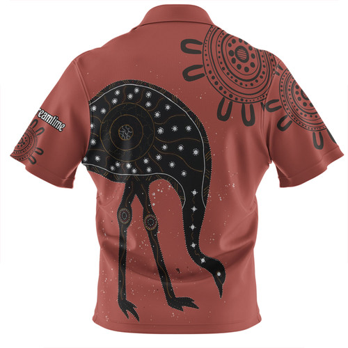 Australia Emu Aboriginal Custom Zip Polo Shirt - Emu Dreamtime Zip Polo Shirt Australia Emu Aboriginal Custom Zip Polo Shirt - Emu Dreamtime Zip Polo Shirt