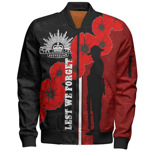 Australia Anzac Day Bomber Jacket - Lest We Forget Remebrance Day (Black) Bomber Jacket