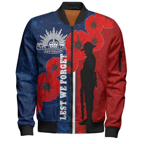 Australia Anzac Day Bomber Jacket - Lest We Forget Remebrance Day (Blue) Bomber Jacket