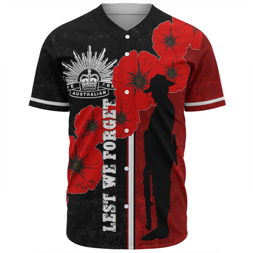 Australia Anzac Day Baseball Shirt - Lest We Forget Remebrance Day (Black) Baseball Shirt