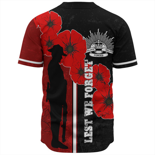 Australia Anzac Day Baseball Shirt - Lest We Forget Remebrance Day (Black) Baseball Shirt Australia Anzac Day Baseball Shirt - Lest We Forget Remebrance Day (Black) Baseball Shirt