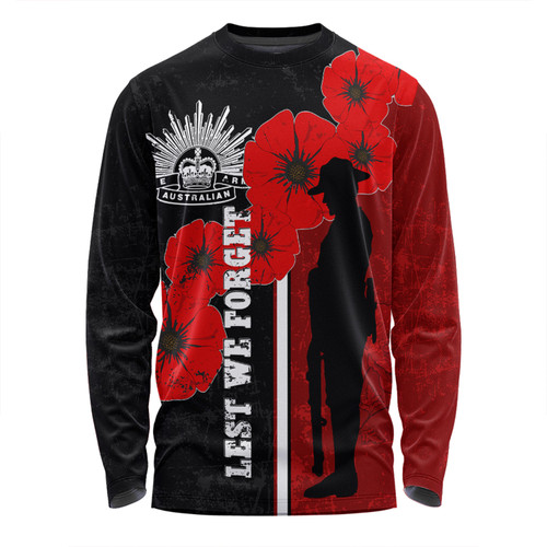 Australia Anzac Day Long Sleeve T-shirt - Lest We Forget Remebrance Day (Black) Long Sleeve T-shirt