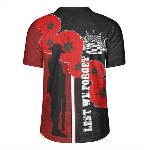 Australia Anzac Day Rugby Jersey - Lest We Forget Remebrance Day (Black) Rugby Jersey Australia Anzac Day Rugby Jersey - Lest We Forget Remebrance Day (Black) Rugby Jersey