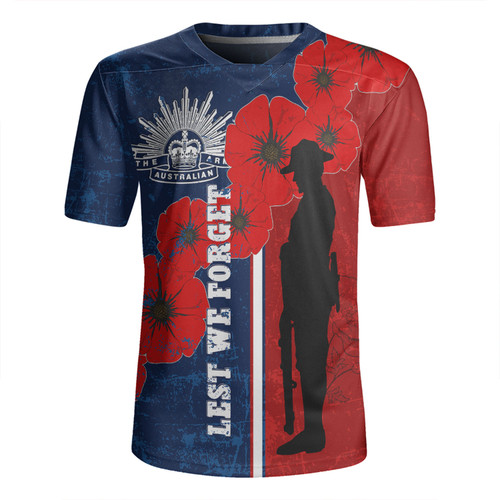 Australia Anzac Day Rugby Jersey - Lest We Forget Remebrance Day (Blue) Rugby Jersey