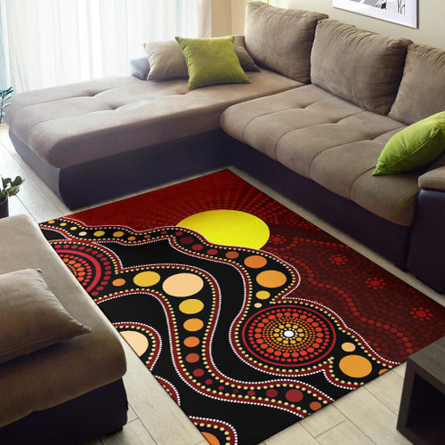 Australia Aboriginal Area Rug - Australia Aboriginal Lives Matter Flag Circle Dot Painting Art