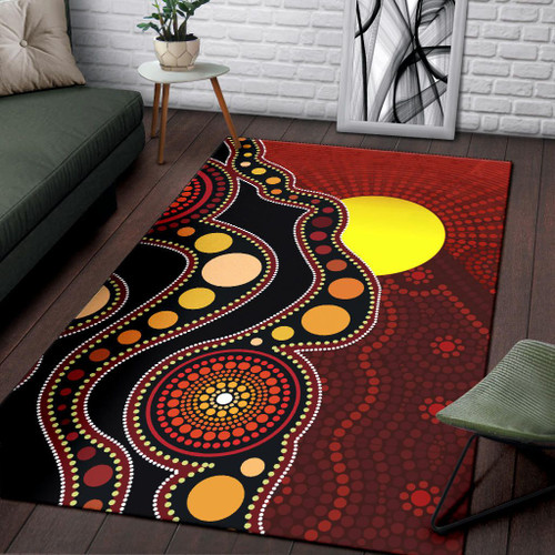 Australia Aboriginal Area Rug - Australia Aboriginal Lives Matter Flag Circle Dot Painting Art Australia Aboriginal Area Rug - Australia Aboriginal Lives Matter Flag Circle Dot Painting Art