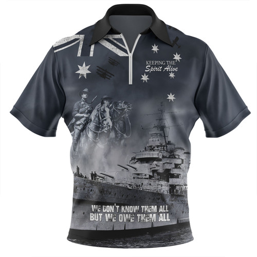 Australia Anzac Day Zip Polo Shirt - Remember All The Battles Fought Zip Polo Shirt