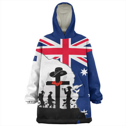 Australia Anzac Day Snug Hoodie - Anzac Day With Map And Flag Australia Snug Hoodie