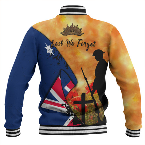 Australia Anzac Day Baseball Jacket - Anzac Day Flag Lest We Forget Baseball Jacket Australia Anzac Day Baseball Jacket - Anzac Day Flag Lest We Forget Baseball Jacket