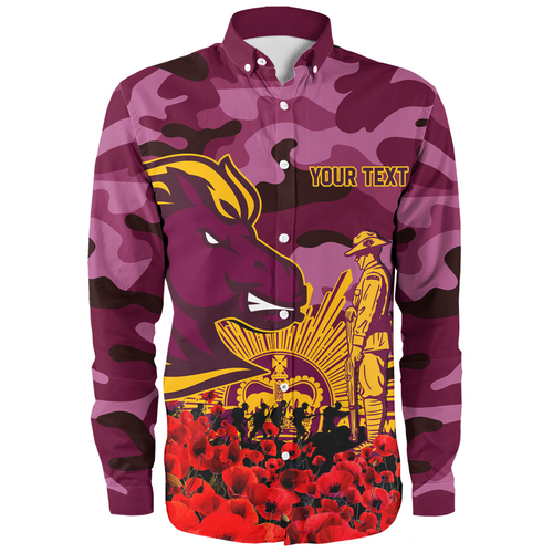 Brisbane Broncos Long Sleeve Shirt - Brisbane Broncos Anzac Day Lest We Forget Brisbane Broncos Long Sleeve Shirt - Brisbane Broncos Anzac Day Lest We Forget