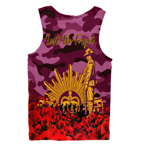 Brisbane Broncos Men Singlet - Brisbane Broncos Anzac Day Lest We Forget Brisbane Broncos Men Singlet - Brisbane Broncos Anzac Day Lest We Forget