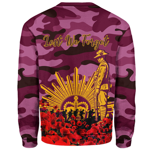 Brisbane Broncos Sweatshirt - Brisbane Broncos Anzac Day Lest We Forget Brisbane Broncos Sweatshirt - Brisbane Broncos Anzac Day Lest We Forget