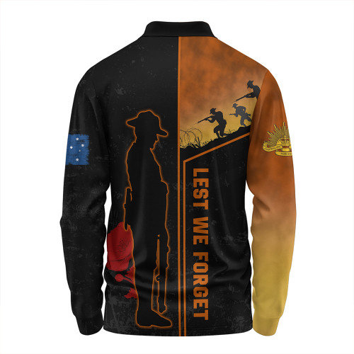 Australia Anzac Day Long Sleeve Polo Shirt - Anzac Day Lest We Forget Poppy Long Sleeve Polo Shirt Australia Anzac Day Long Sleeve Polo Shirt - Anzac Day Lest We Forget Poppy Long Sleeve Polo Shirt