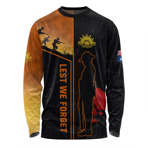 Australia Anzac Day Long Sleeve T-shirt - Anzac Day Lest We Forget Poppy Long Sleeve T-shirt