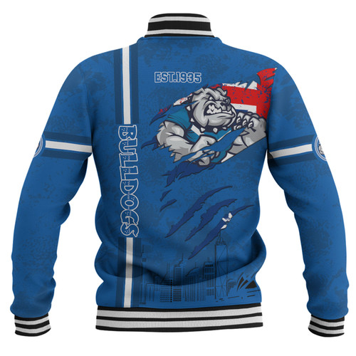 Canterbury-Bankstown Bulldogs Baseball Jacket - Happy Australia Day Flag Scratch Style Canterbury-Bankstown Bulldogs Baseball Jacket - Happy Australia Day Flag Scratch Style