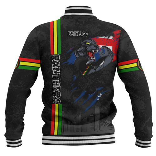 Penrith Panthers Baseball Jacket - Happy Australia Day Flag Scratch Style Penrith Panthers Baseball Jacket - Happy Australia Day Flag Scratch Style