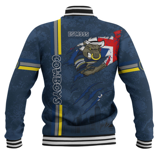 North Queensland Cowboys Baseball Jacket - Happy Australia Day Flag Scratch Style North Queensland Cowboys Baseball Jacket - Happy Australia Day Flag Scratch Style