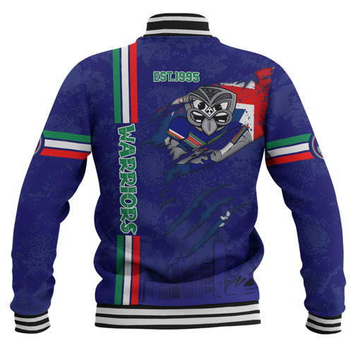 New Zealand Warriors Baseball Jacket - Happy Australia Day Flag Scratch Style New Zealand Warriors Baseball Jacket - Happy Australia Day Flag Scratch Style