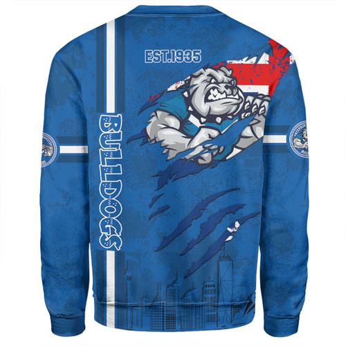 Canterbury-Bankstown Bulldogs Sweatshirt - Happy Australia Day Flag Scratch Style Canterbury-Bankstown Bulldogs Sweatshirt - Happy Australia Day Flag Scratch Style