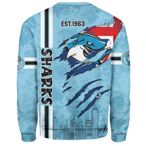 Cronulla-Sutherland Sharks Sweatshirt - Happy Australia Day Flag Scratch Style Cronulla-Sutherland Sharks Sweatshirt - Happy Australia Day Flag Scratch Style
