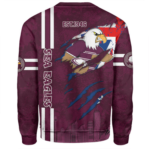 Manly Warringah Sea Eagles Sweatshirt - Happy Australia Day Flag Scratch Style Manly Warringah Sea Eagles Sweatshirt - Happy Australia Day Flag Scratch Style